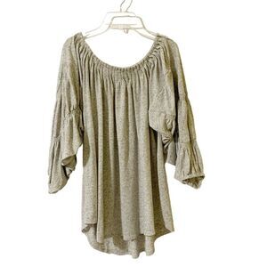 Sundance Size S Gray Ruched Knit Scoop Neck Tunic Top Blouse